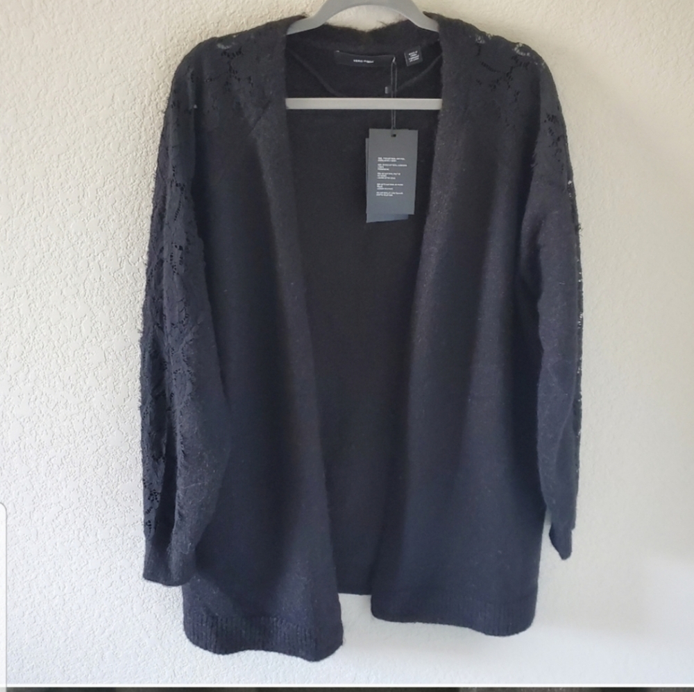Vero Moda wool blend lace detail open cardigan NWT